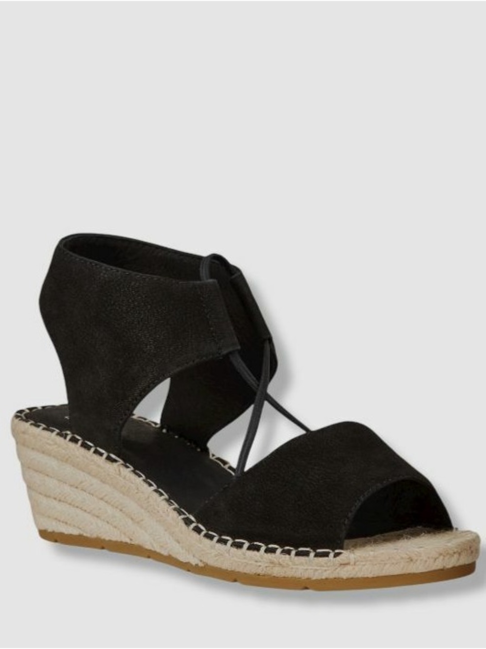 Eileen Fisher Women's Black Agnes Suede Espadrille Sandal Shoes Size 8M